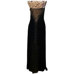 Vintage 90s Dave & Johnny Black Velvet Dress Size 7/8